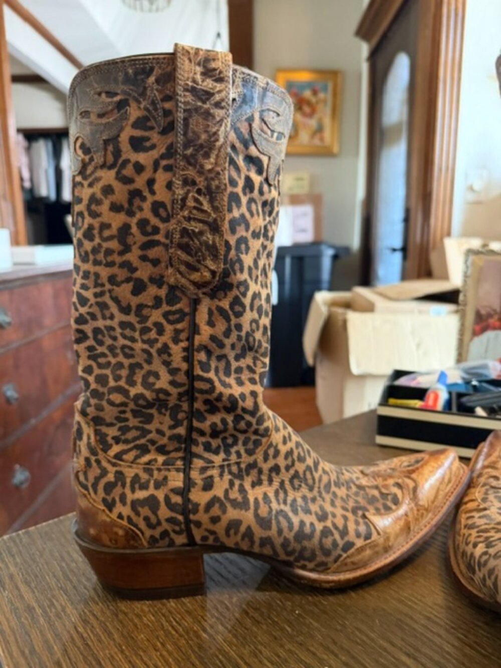 Lucchese RAREDiva Angiola Limited Ed. Cowboy Boots Women 9B Leopard Print 90/120 - Picture 7 of 15